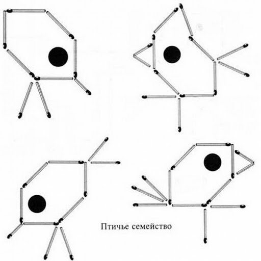 Птица из счетных палочек схема