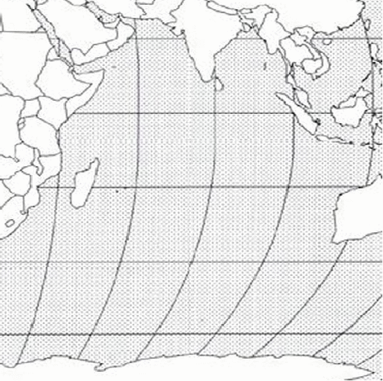 Контурна карта індійського океану