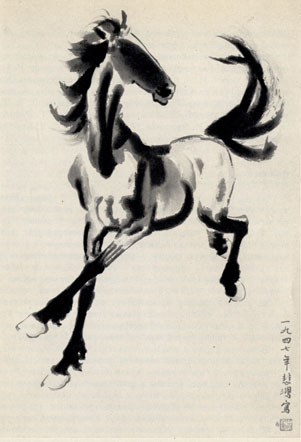 Описание: 9. Сюй Бэй-хун. Быстро скачущая лошадь. 1930-е годы. Тушь