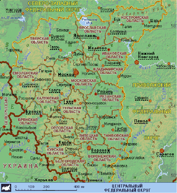 Карта центральной части россии