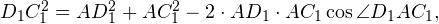 D_1C_1^2 = AD_1^2+AC_1^2-2\cdot AD_1\cdot AC_1 \cos\angle D_1AC_1,