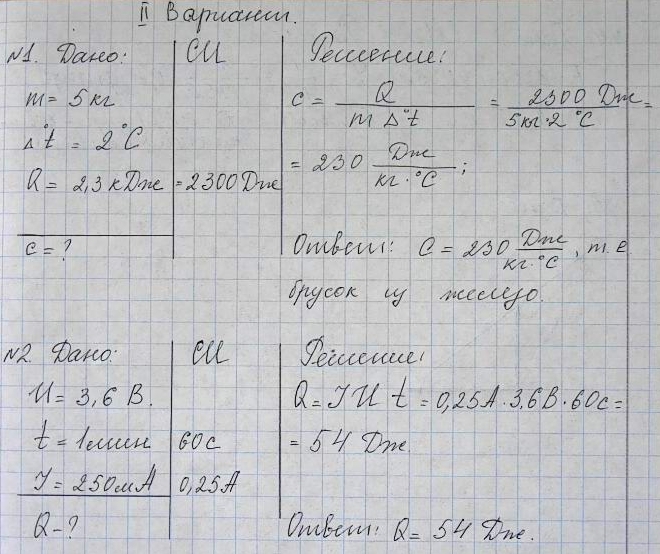 Контрольная работа по физике тепловое