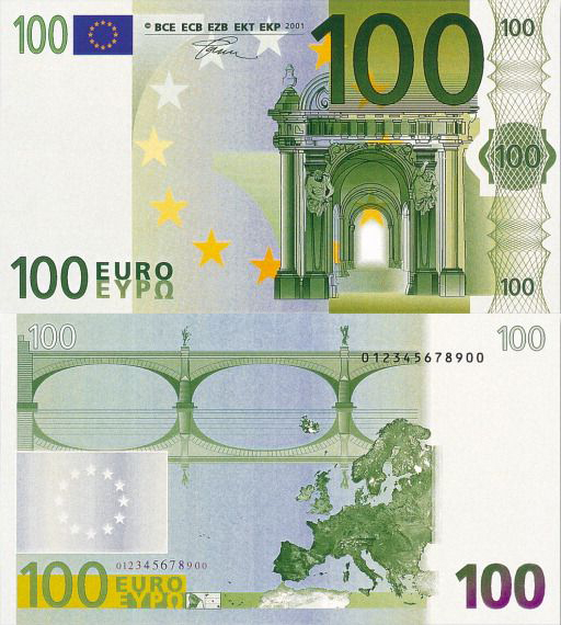 100 евро как выглядит купюра сейчас фото
