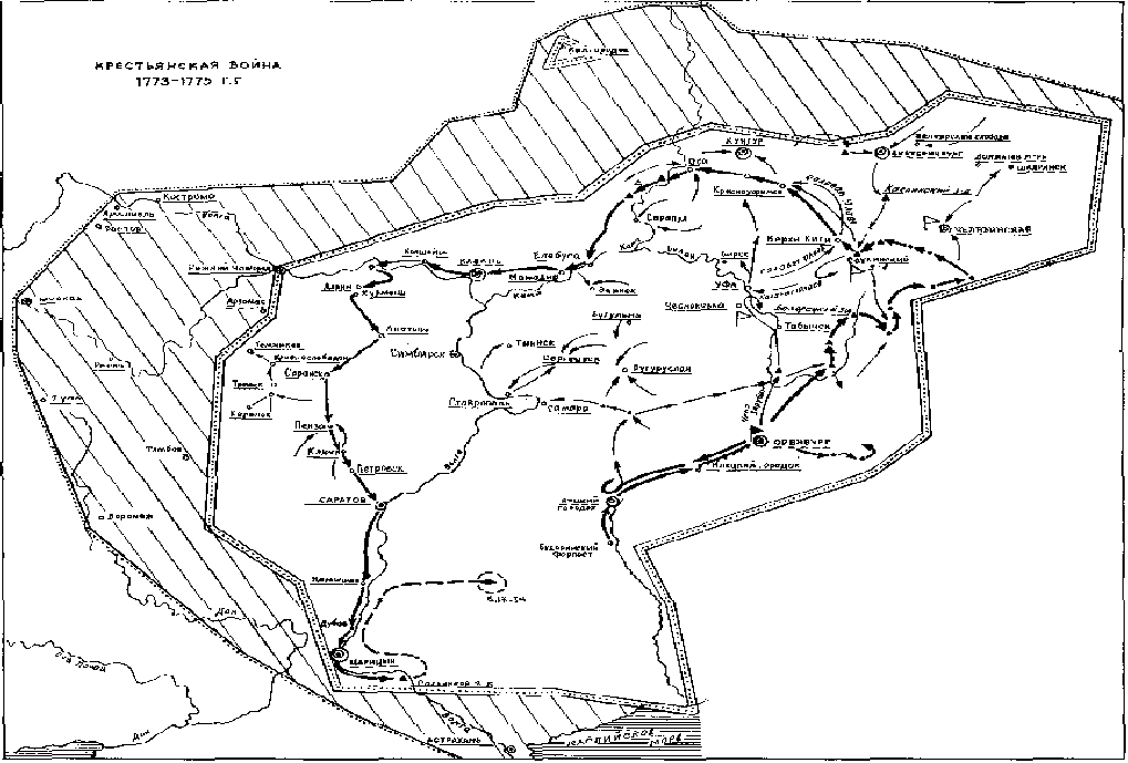 Контурная карта пугачевского восстания