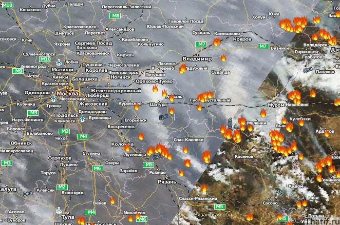 Карта пожаров в подмосковье