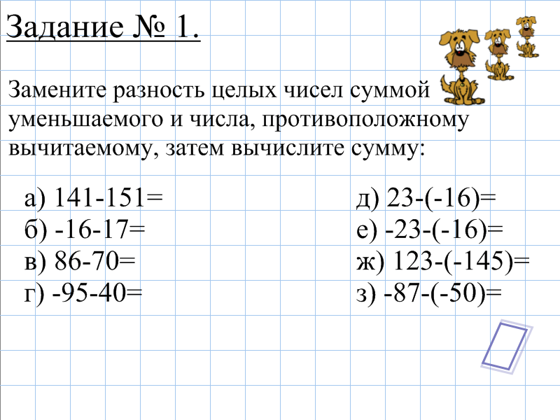 Вычитание целых чисел 6 класс презентация