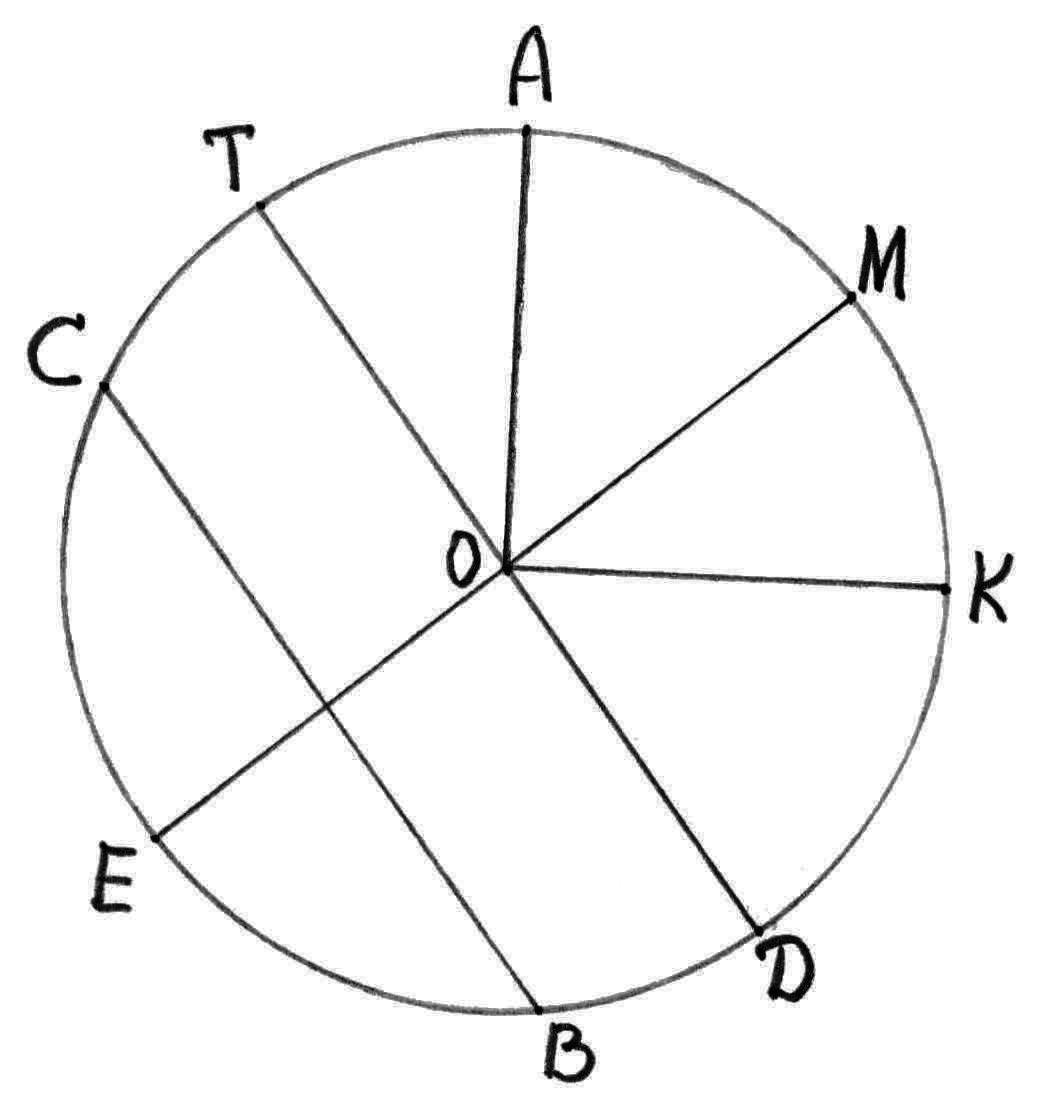 Рисунок окружности с радиусом хордой и диаметром