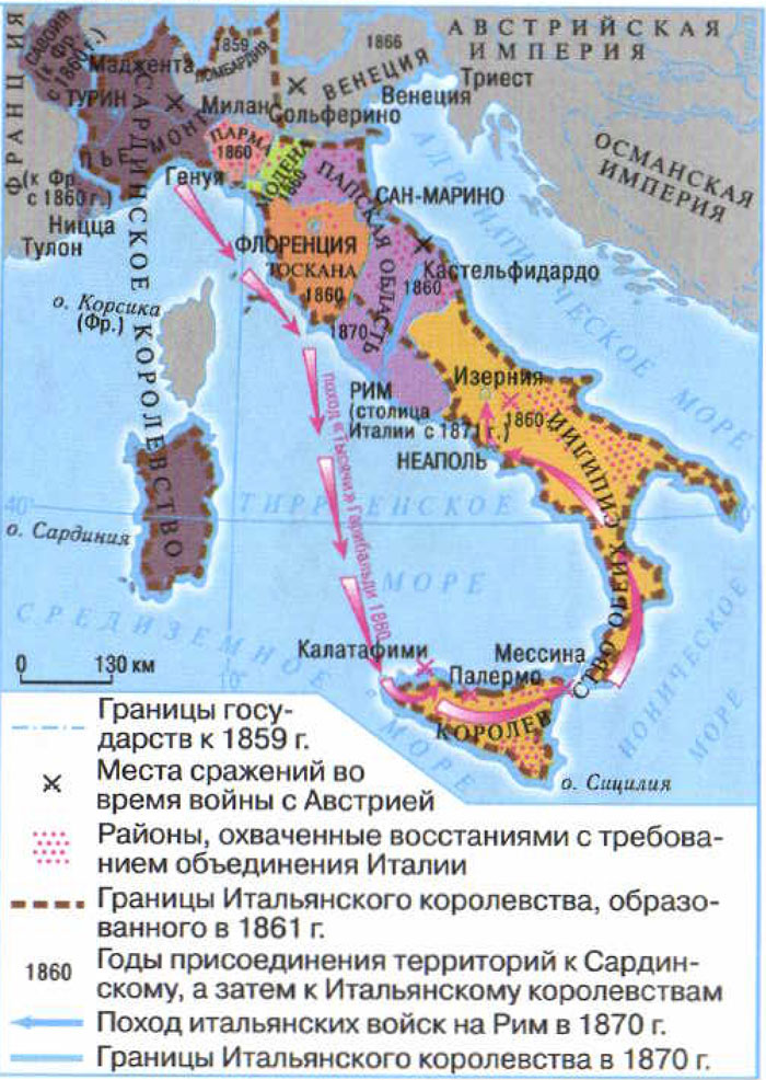 Объединение италии карта