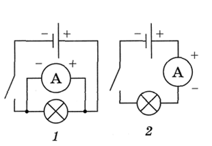 Через нить лампочки карманного фонарика. . На какой схеме (рис. 64) амперметр включен в цепь неправильно? А. 1 Б. 2. На какой схеме рис 64 амперметр включен в цепь неправильно. На какой схеме амперметр включен в цепь неправильно рис 64 почему. На какой схеме амперметр включен в цепь неправильно рис 64 вариант 2.