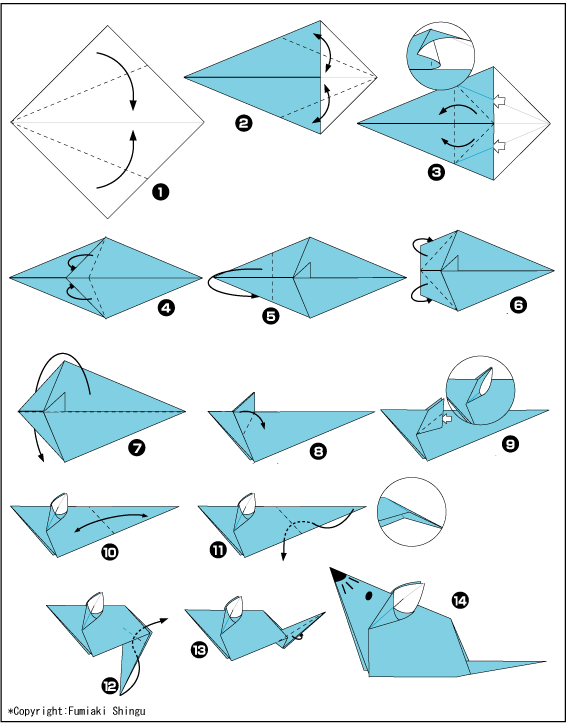 Схема оригами мышь