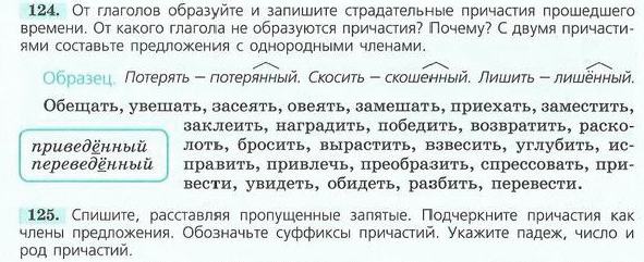 От данных глаголов образуйте причастие