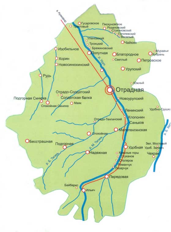 Карта станицы отрадной краснодарского