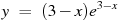 y~=~(3-x){{e}^{3-x}}