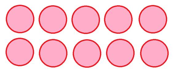 11 кружков красных. Круги в ряд. Кружочки для счета. Карточки с кругами. Десять кружочков.