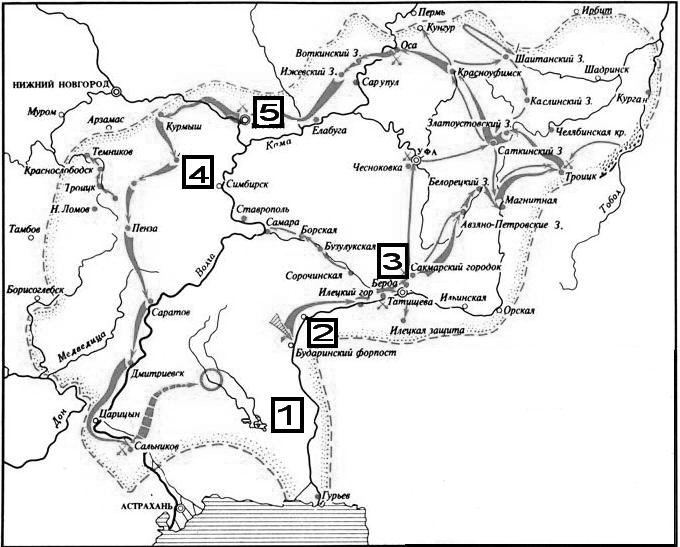 Восстание пугачева карта контурная карта