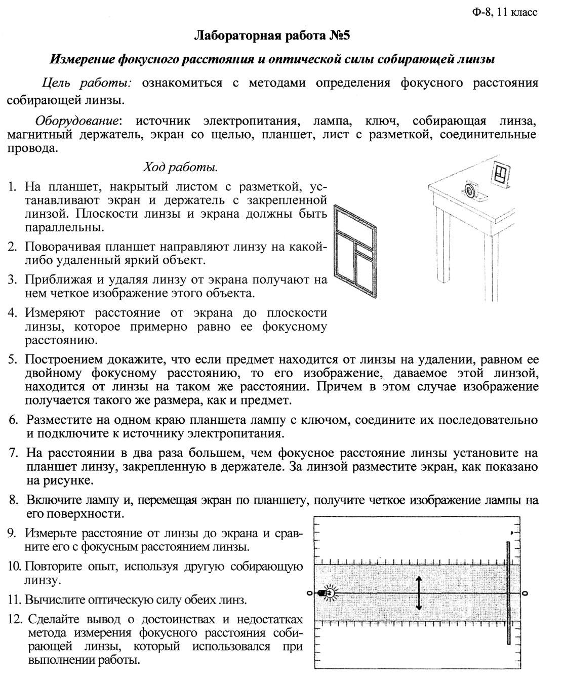 Физика 8 класс лабораторная работа 10 получение изображения при помощи линзы